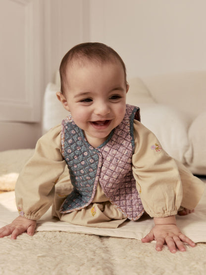 Cream Floral Baby Dress and Gilet Set 2 Piece (0mths-2yrs) image 3