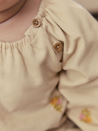 Cream Floral Baby Dress and Gilet Set 2 Piece (0mths-2yrs) image 4