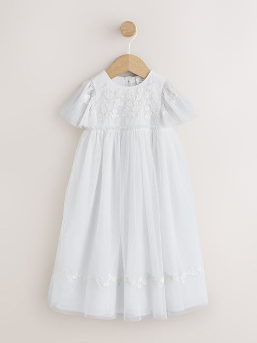 Dsiney Kidz - White Occasion Mesh Baby Floral Embroidered Dress (0mths-2yrs) image 1