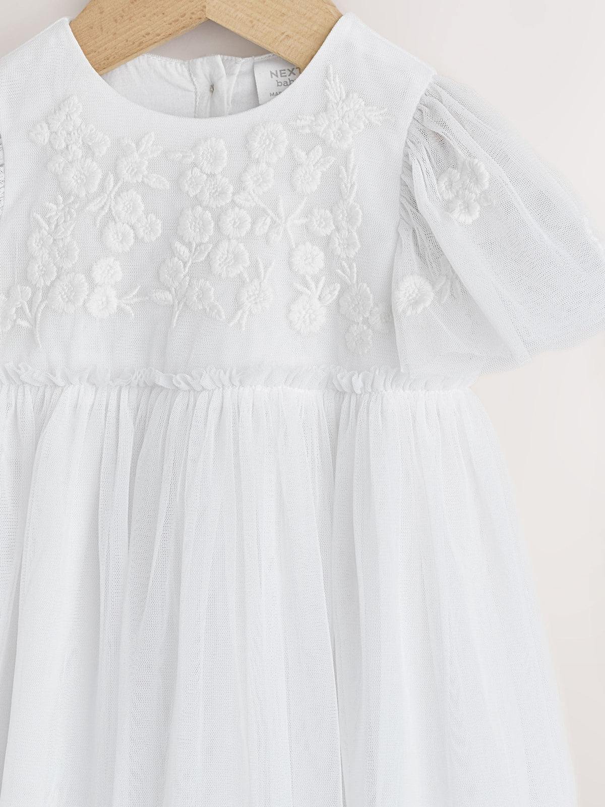 Dsiney Kidz - White Occasion Mesh Baby Floral Embroidered Dress (0mths-2yrs) image 4