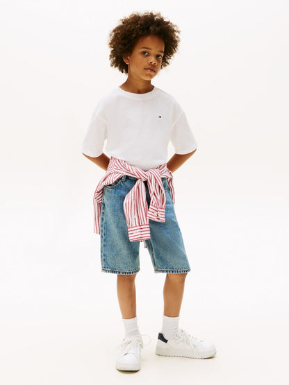 Tommy Hilfiger White Flag Embroidery Crew Neck T-Shirt image 1