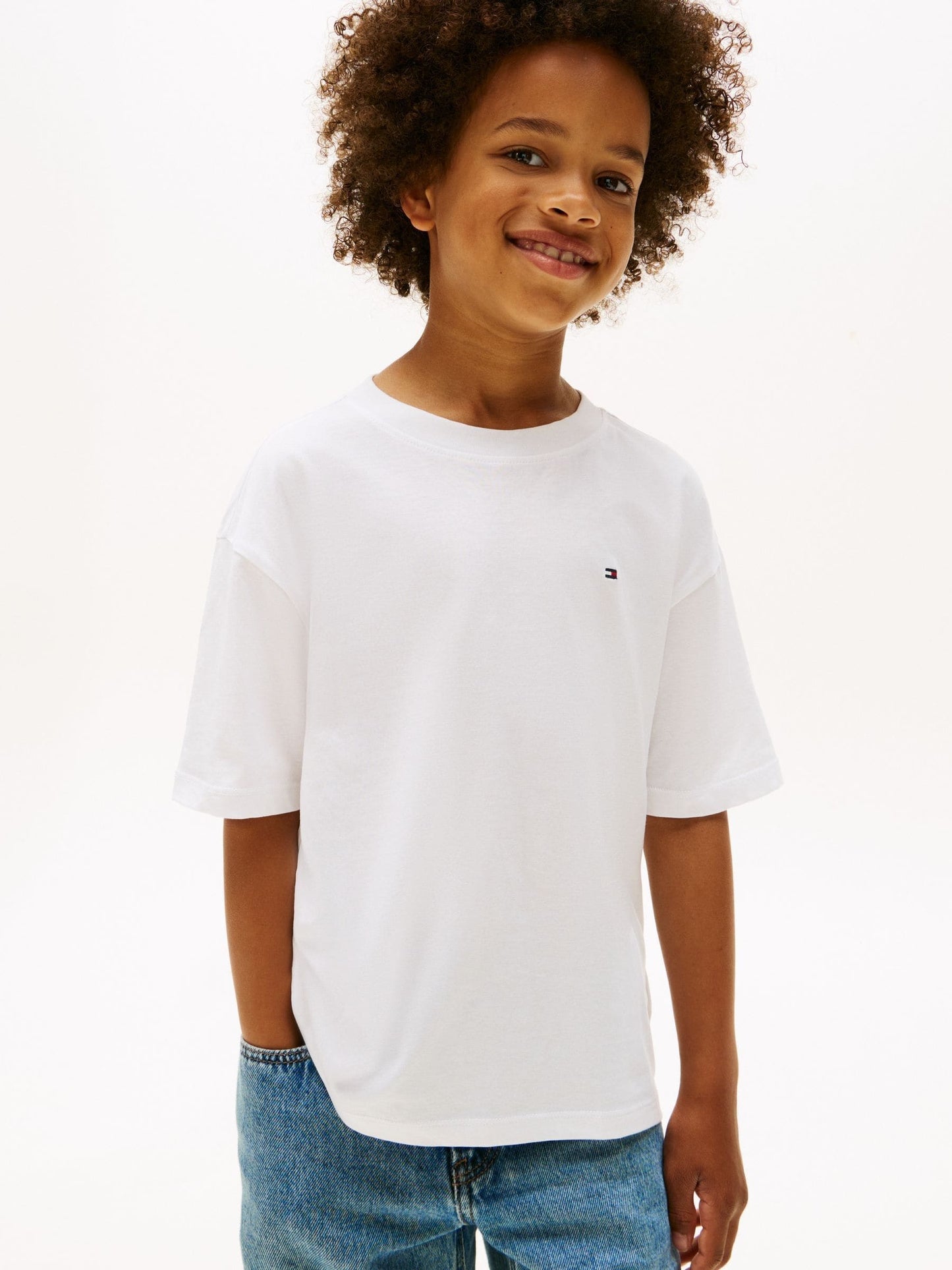 Tommy Hilfiger White Flag Embroidery Crew Neck T-Shirt image 3