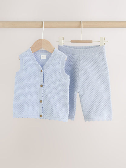 Blue Baby Knitted Top and Leggings Set 2 Piece (0mths-2yrs) image 1