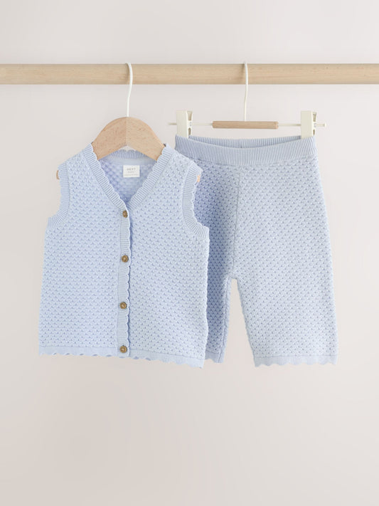 Blue Baby Knitted Top and Leggings Set 2 Piece (0mths-2yrs) image 1