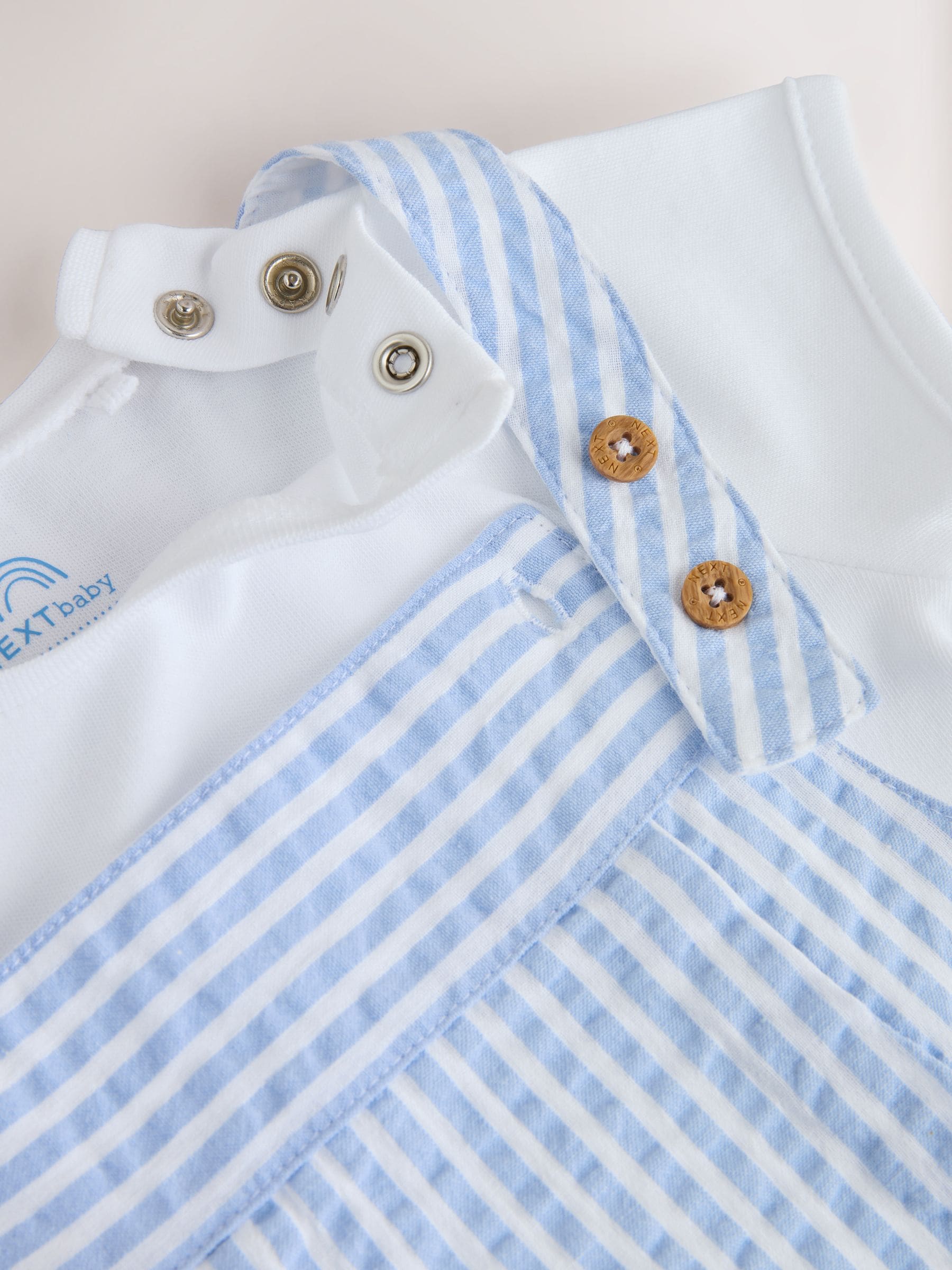 Blue Stripe Woven Dungaree and Bodysuit Baby Set (0mths-2yrs) image 6