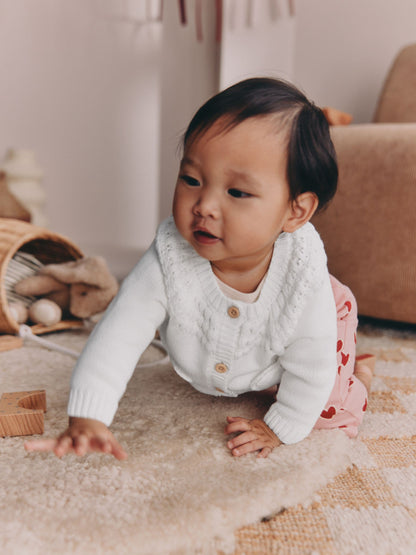 Dsiney Kidz - White Heart Pocket Button Through Baby Cardigan (0mths-2yrs) image 3