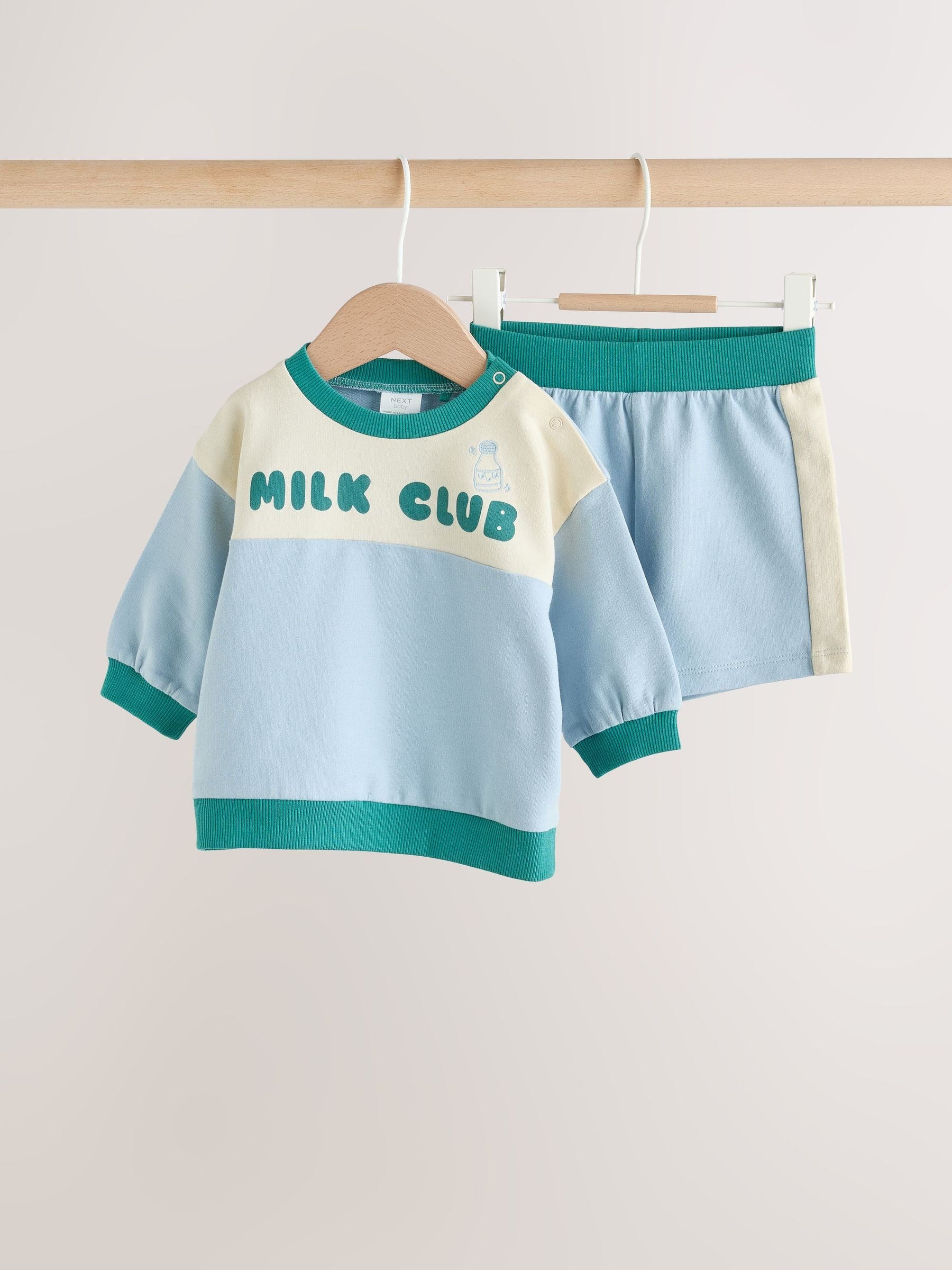 Blue Milk Club Sweatshirt and Shorts Baby Set (0mths-2yrs) image 1