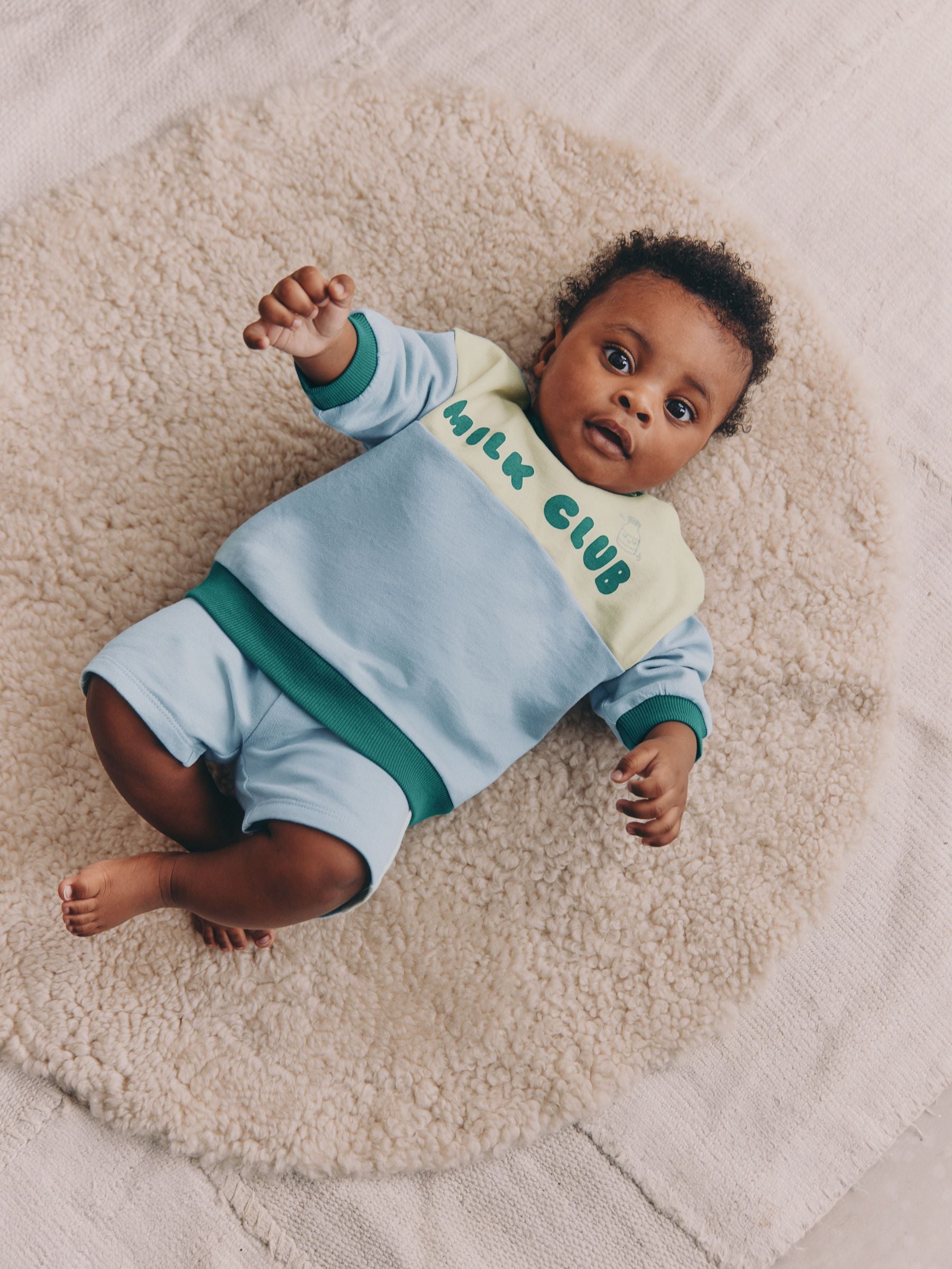 Blue Milk Club Sweatshirt and Shorts Baby Set (0mths-2yrs) image 2