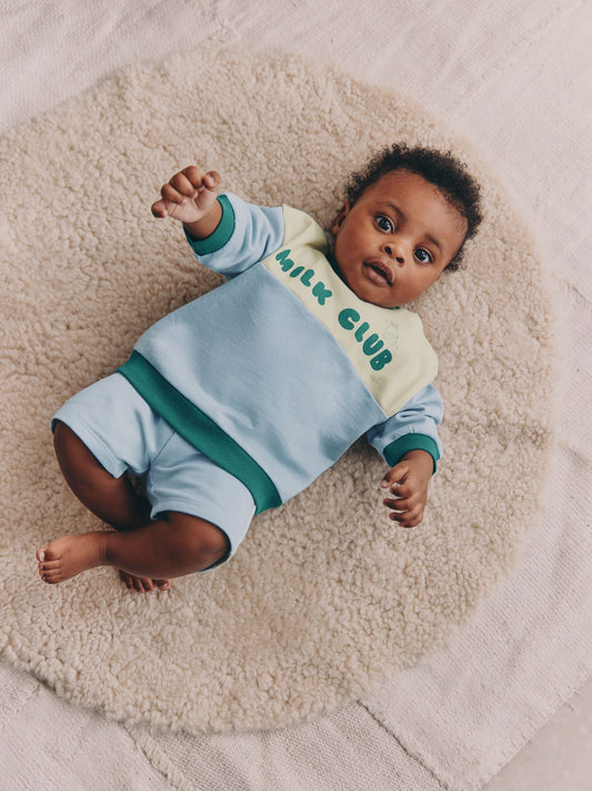 Blue Milk Club Sweatshirt and Shorts Baby Set (0mths-2yrs) image 2
