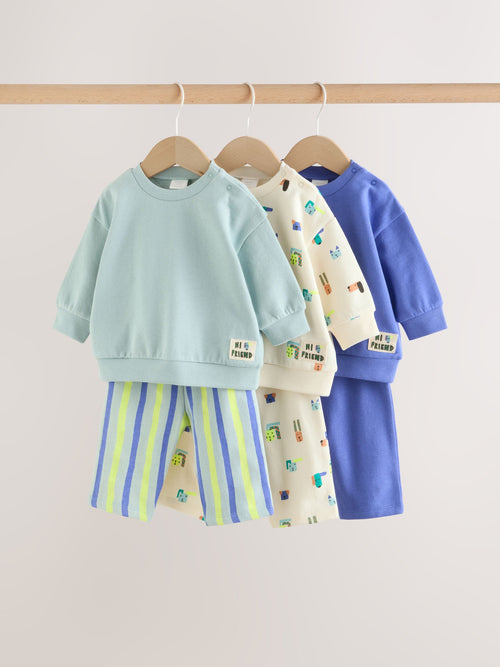 Blue Dog Print Baby Sweatshirt and Joggers Set 6 Piece (0mths-3yrs) image 1