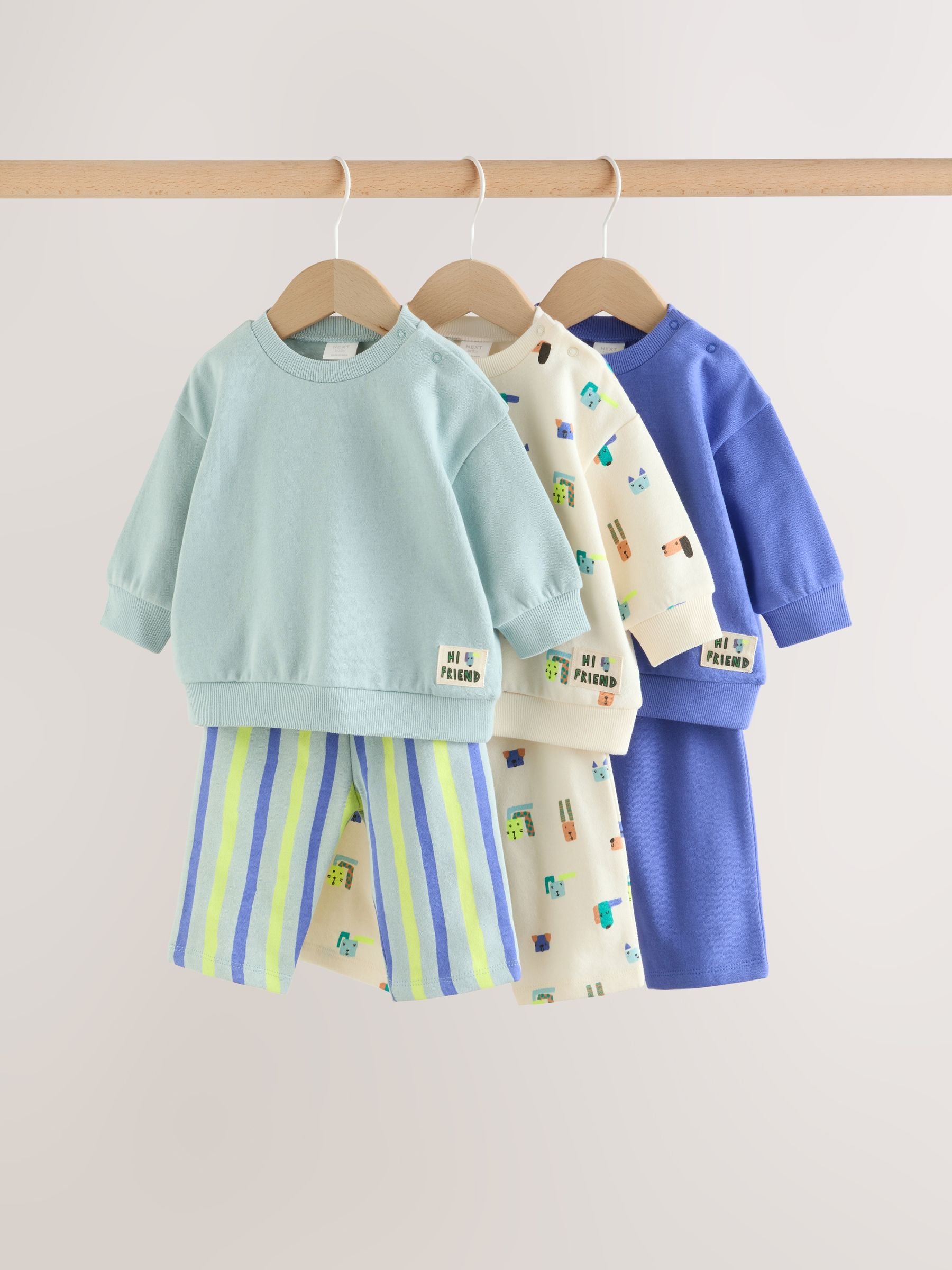 Blue Dog Print Baby Sweatshirt and Joggers Set 6 Piece (0mths-3yrs) image 1