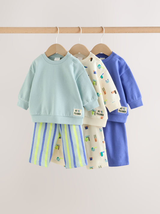 Blue Dog Print Baby Sweatshirt and Joggers Set 6 Piece (0mths-3yrs) image 1