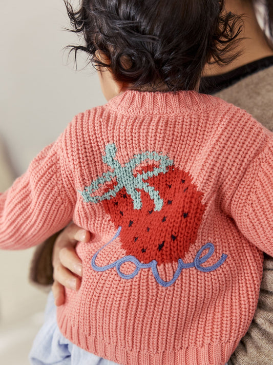 Dsiney Kidz - Pink Strawberry Baby Embroidered Back Cardigan (0mths-2yrs) image 1