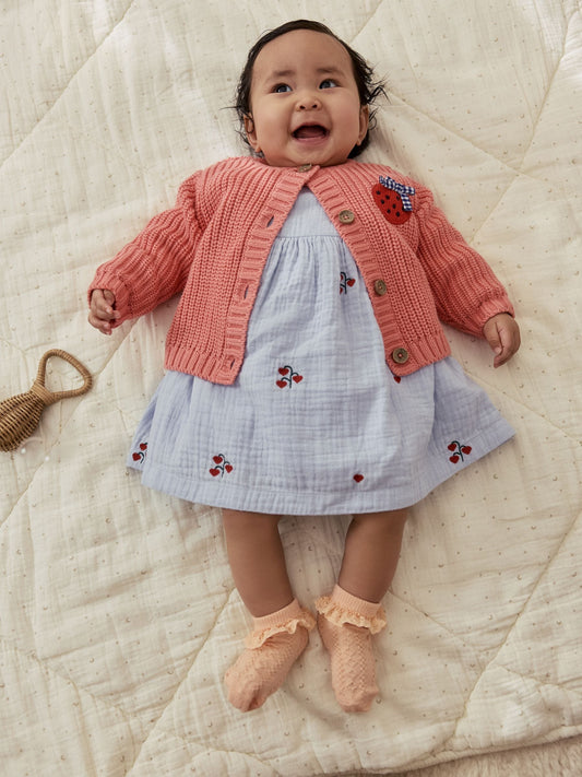 Dsiney Kidz - Pink Strawberry Baby Embroidered Back Cardigan (0mths-2yrs) image 2