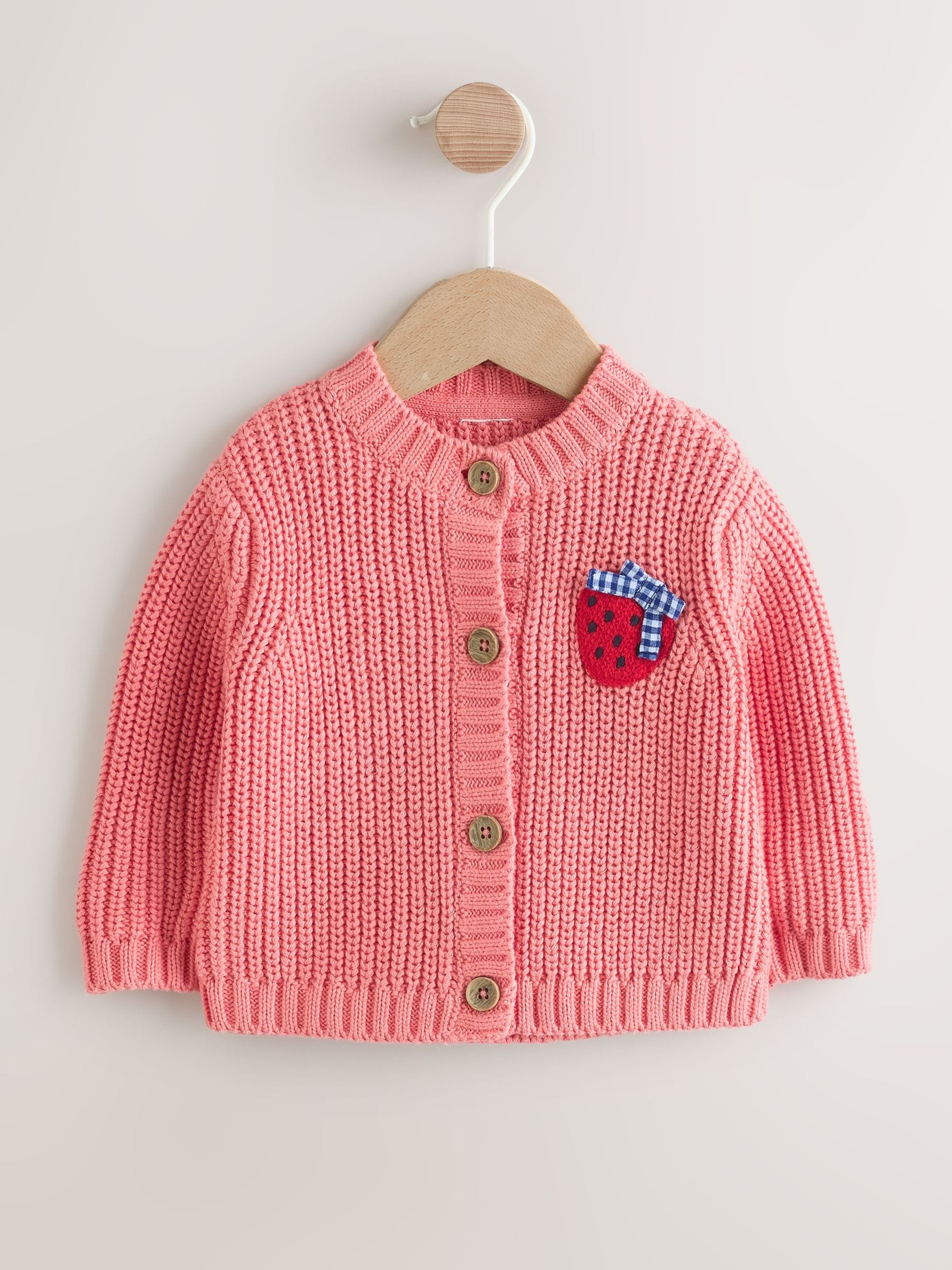 Dsiney Kidz - Pink Strawberry Baby Embroidered Back Cardigan (0mths-2yrs) image 4