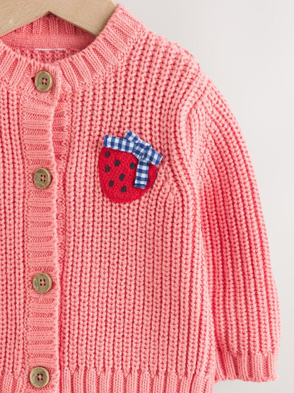 Dsiney Kidz - Pink Strawberry Baby Embroidered Back Cardigan (0mths-2yrs) image 6