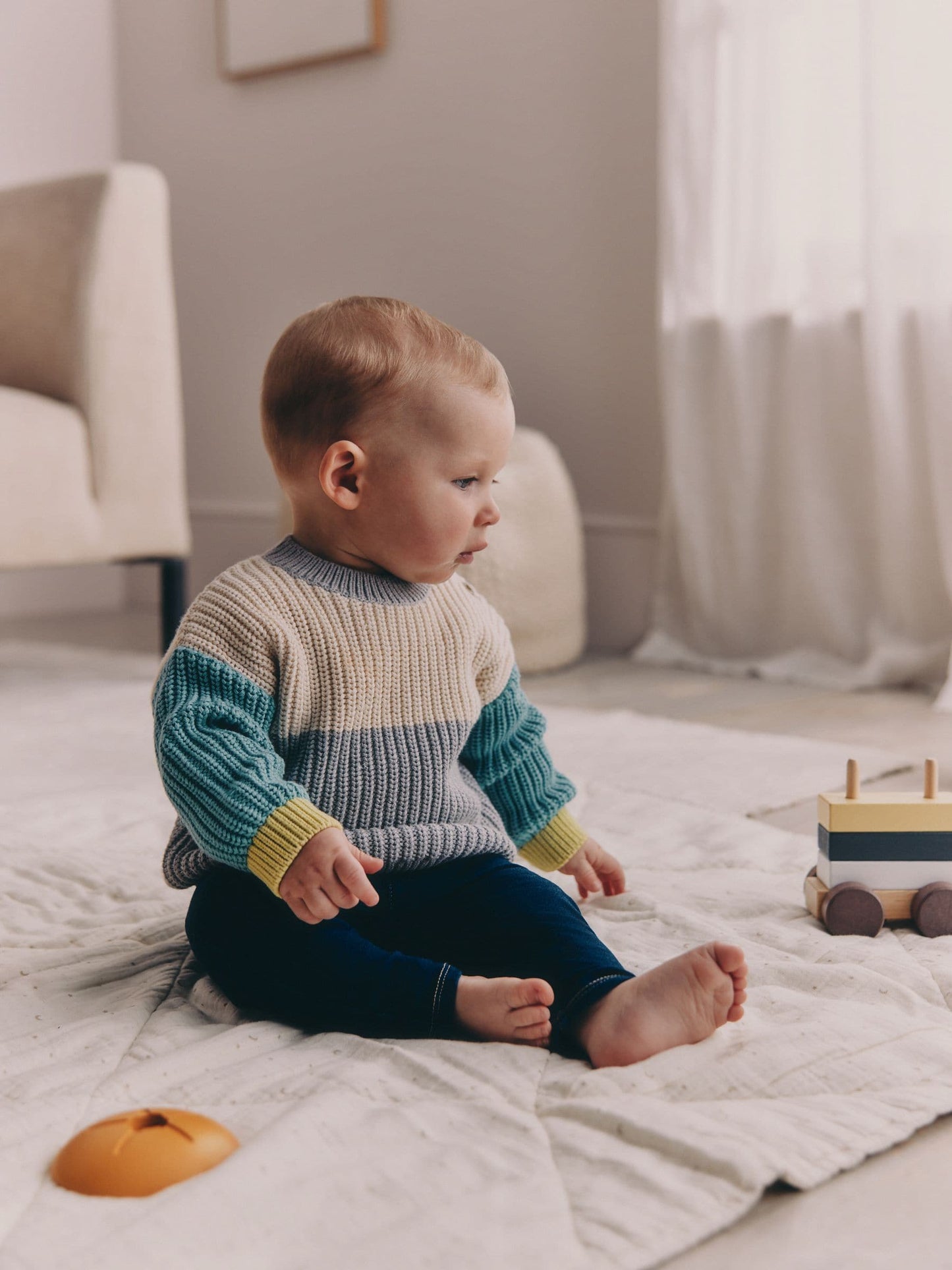 Blue Colourblock Jumper and Leggings Baby Set (0mths-2yrs) image 1