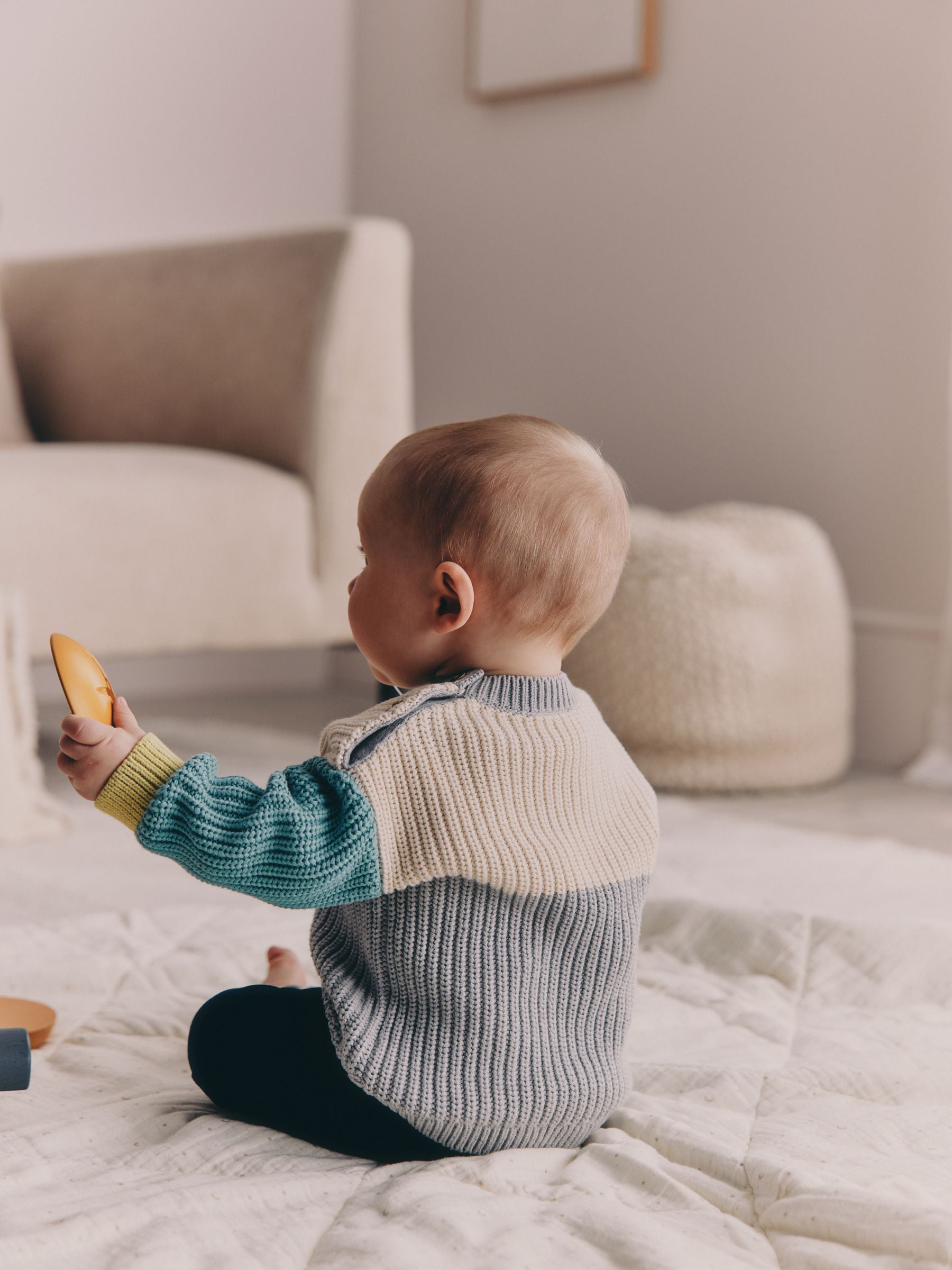 Blue Colourblock Jumper and Leggings Baby Set (0mths-2yrs) image 3