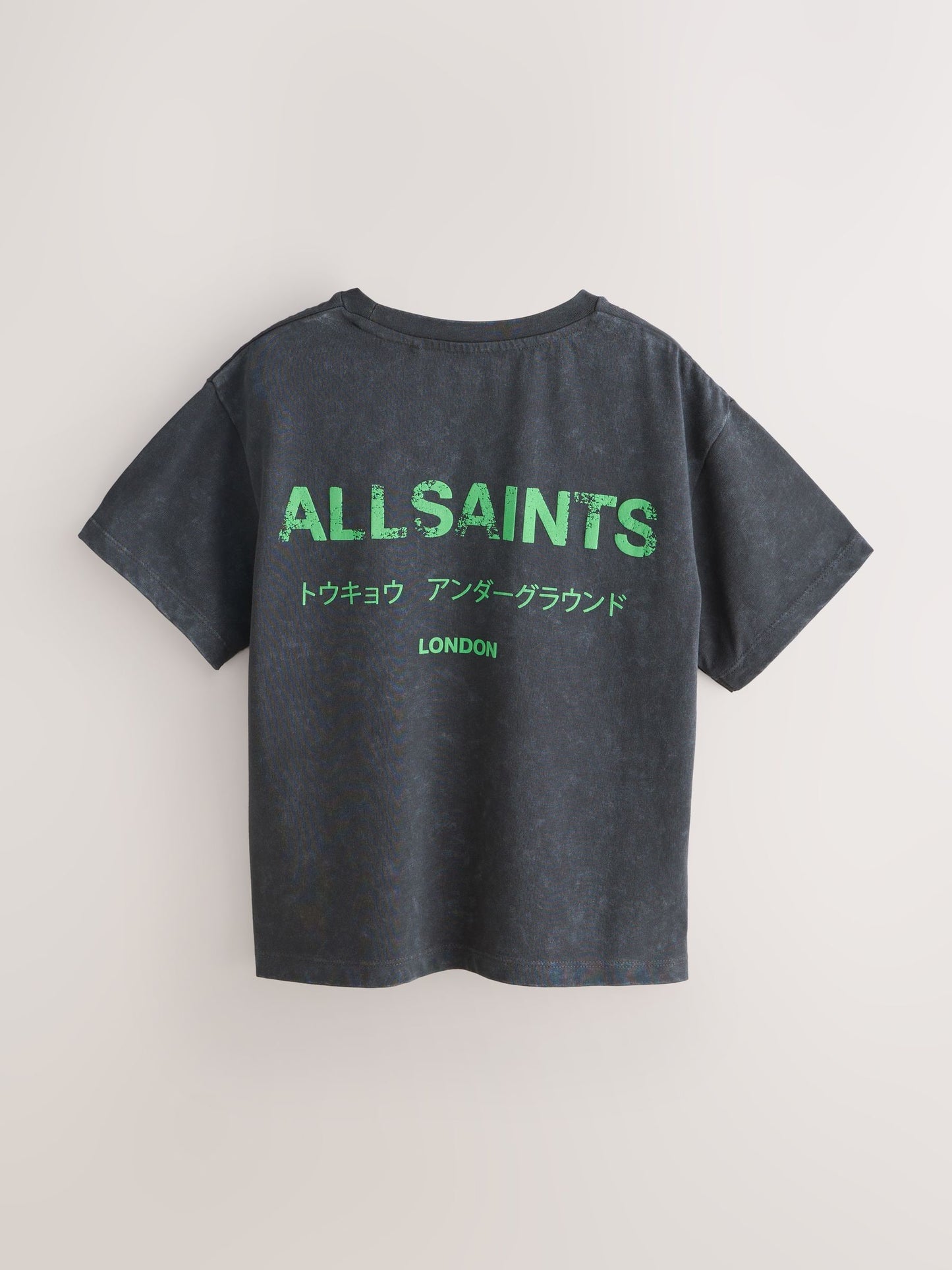 Dsiney Kidz - smALLSAINTS Washed Black/Green Oversized Underground Crew Neck Cotton T-Shirt image 6