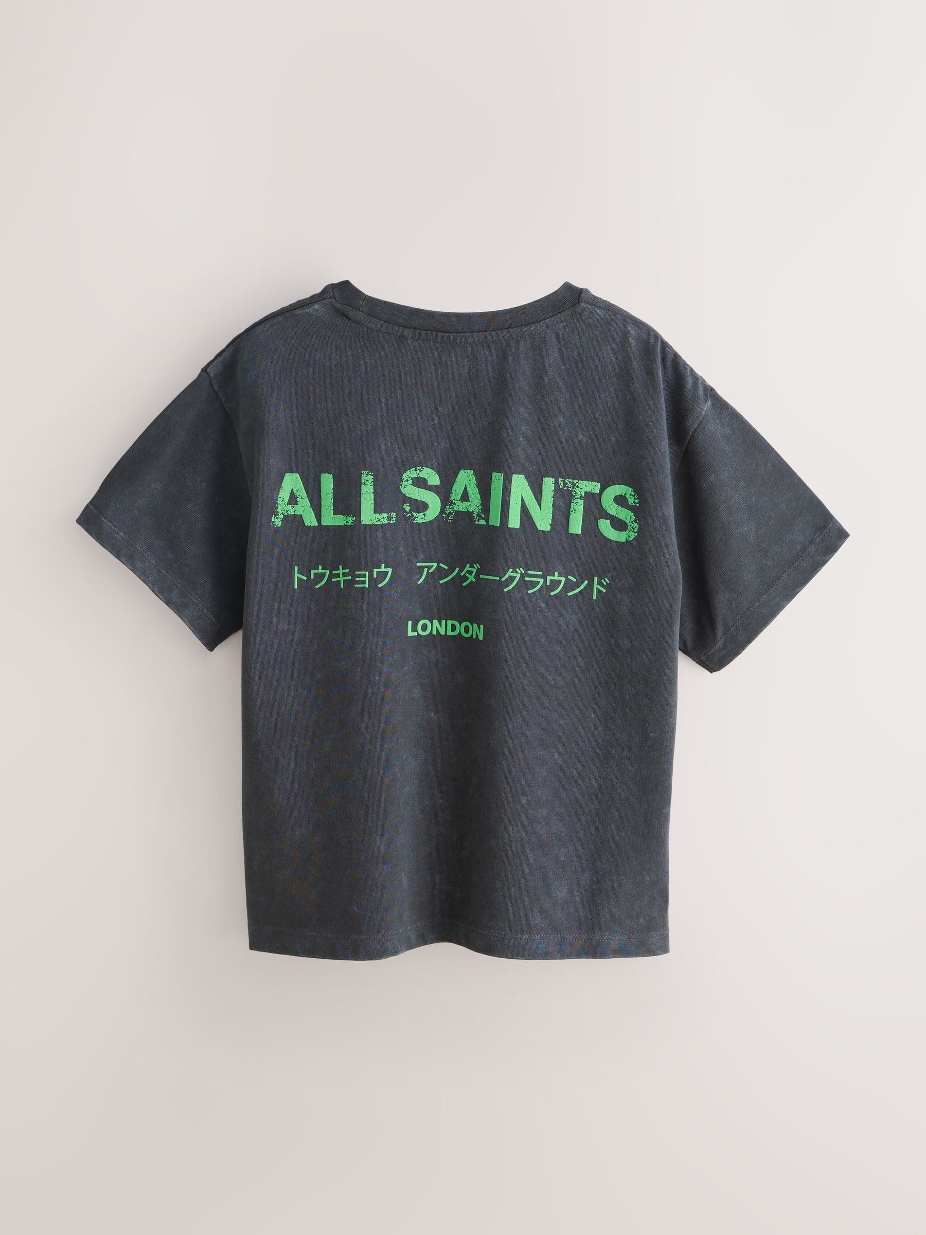 Dsiney Kidz - smALLSAINTS Washed Black/Green Oversized Underground Crew Neck Cotton T-Shirt image 6