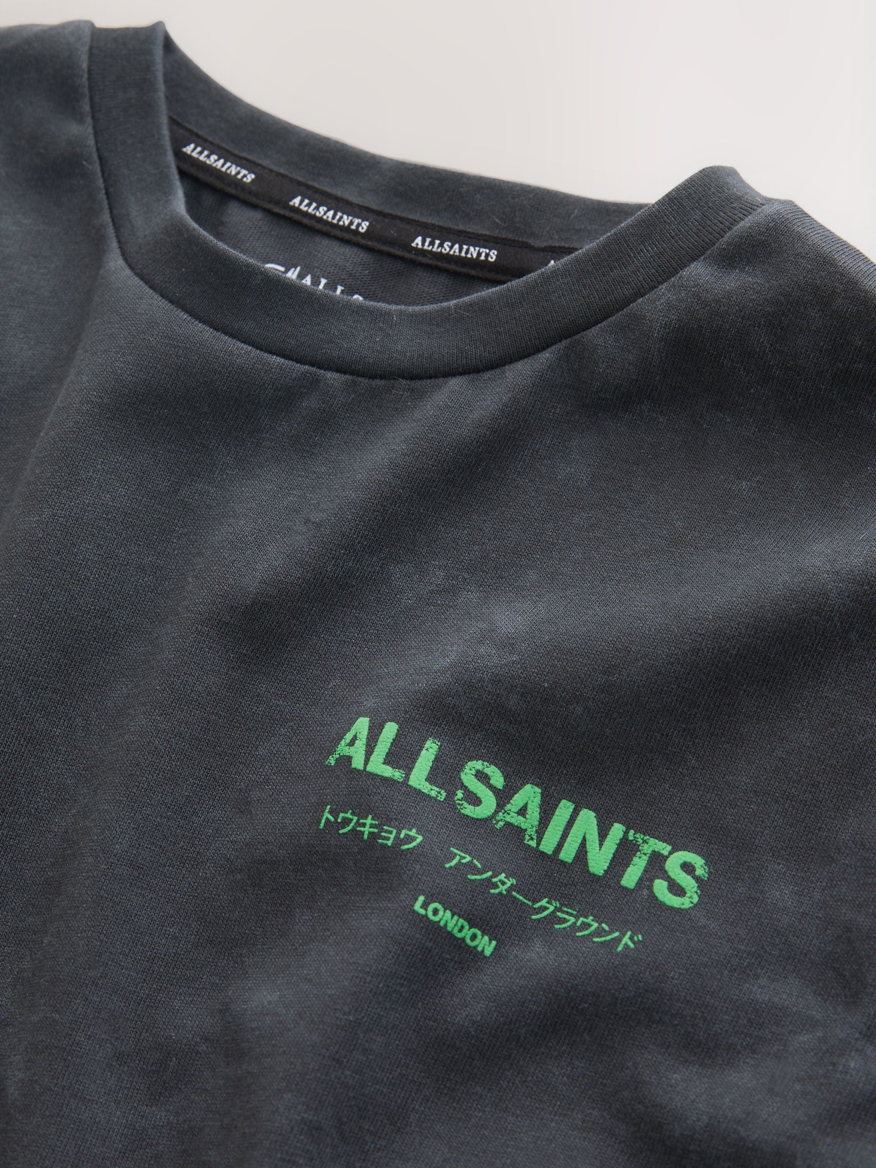 Dsiney Kidz - smALLSAINTS Washed Black/Green Oversized Underground Crew Neck Cotton T-Shirt image 7