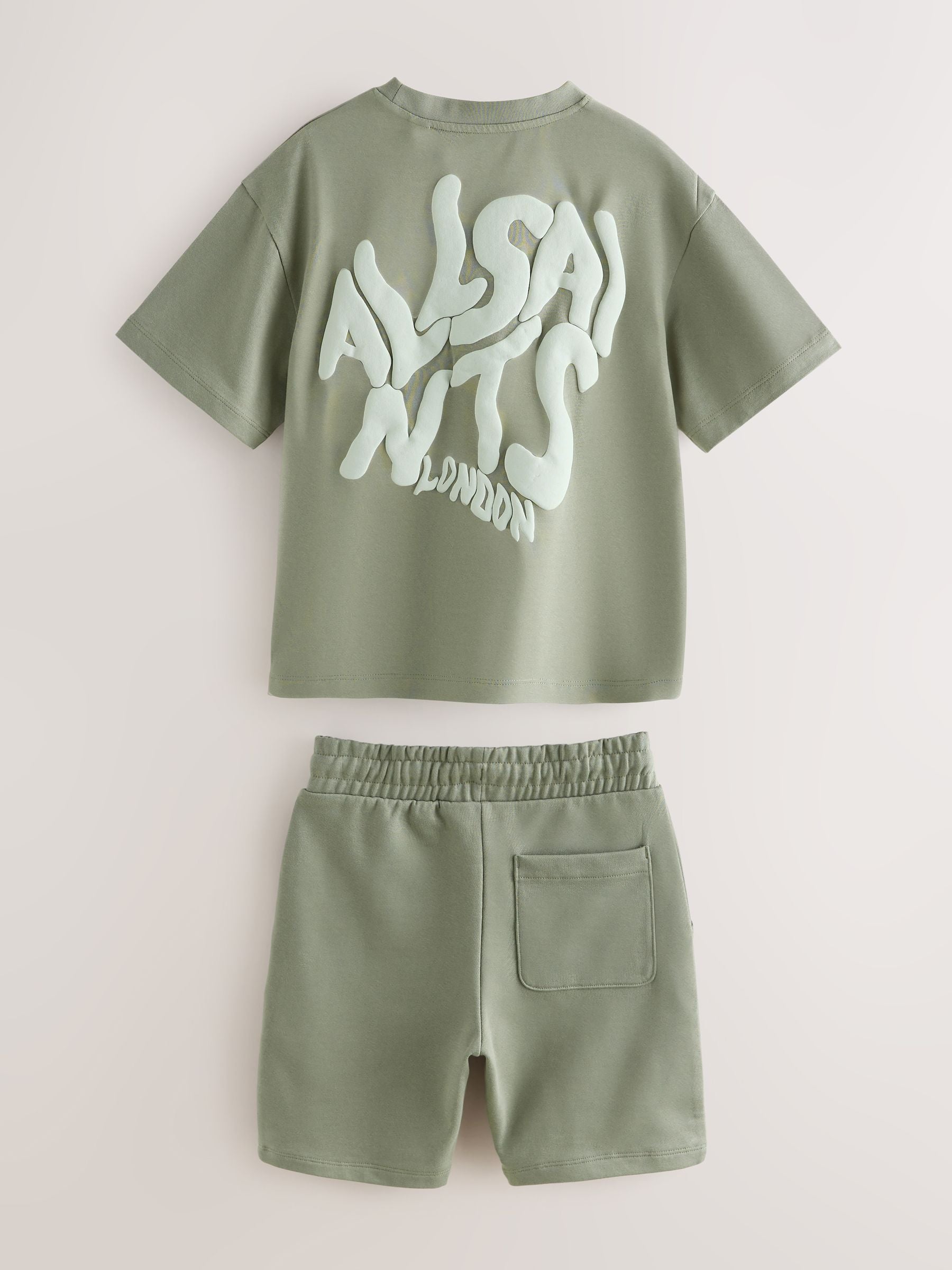 Dsiney Kidz - smALLSAINTS Khaki Green Orlando T-Shirt and Sweat Shorts Set image 10