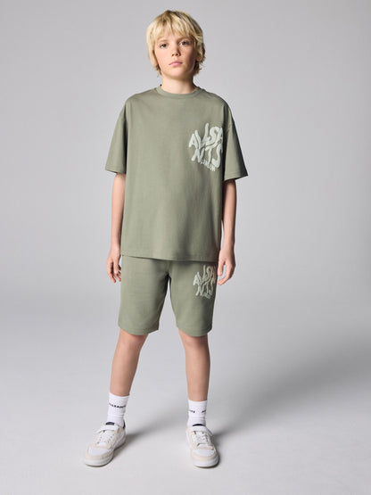 Dsiney Kidz - smALLSAINTS Khaki Green Orlando T-Shirt and Sweat Shorts Set image 2