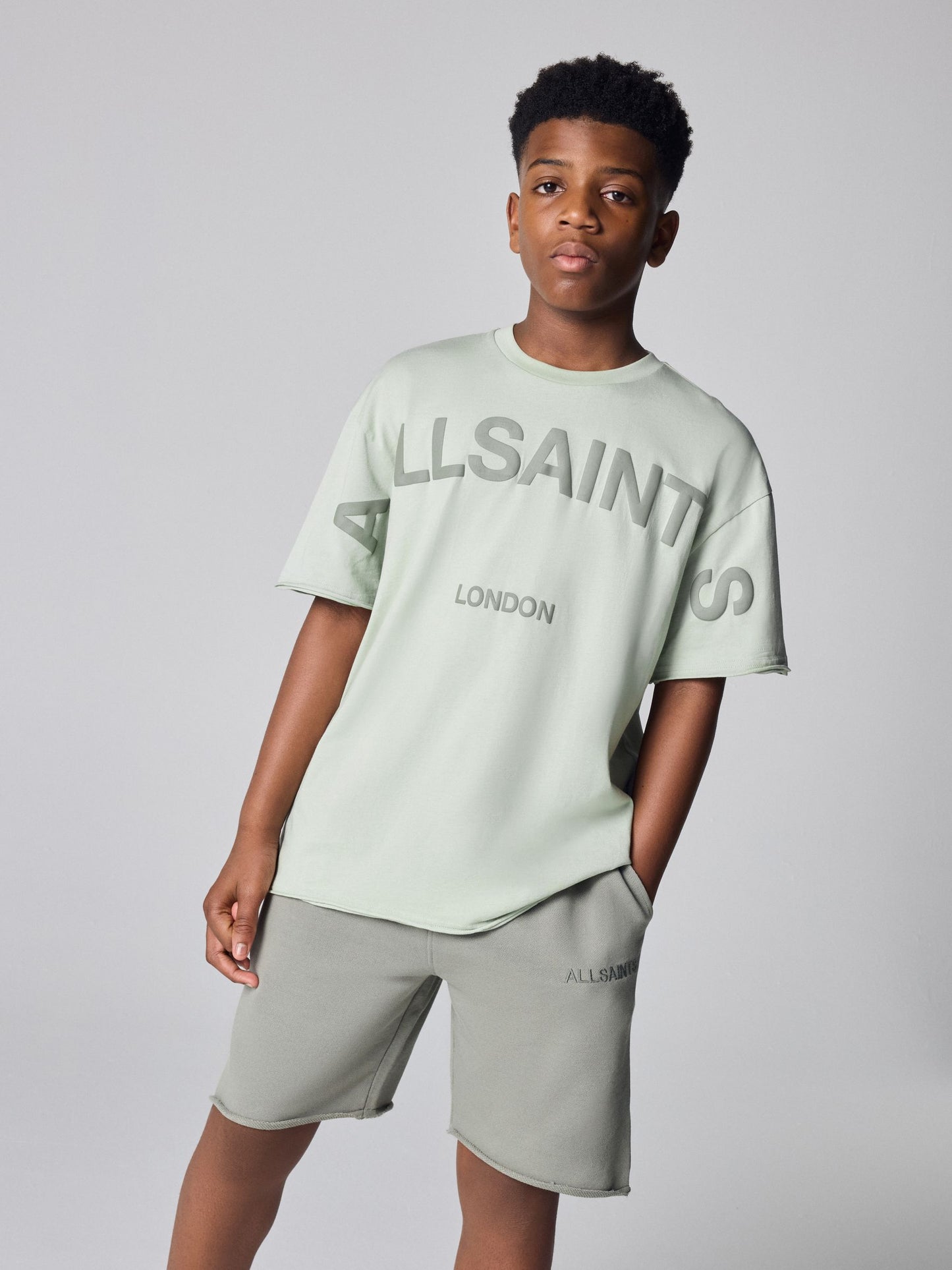 Dsiney Kidz - smALLSAINTS Light Green Biggy Oversized T-Shirt and Sweat Shorts Set image 1