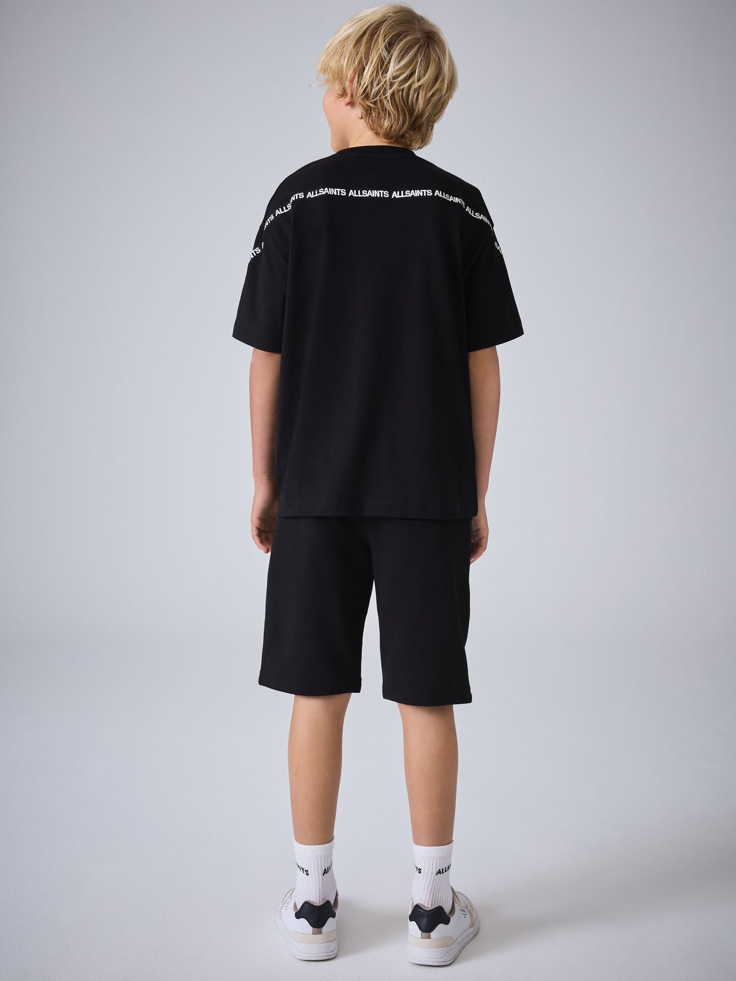 Dsiney Kidz - smALLSAINTS Black Logo Tape T-Shirt and Sweat Shorts Set image 3