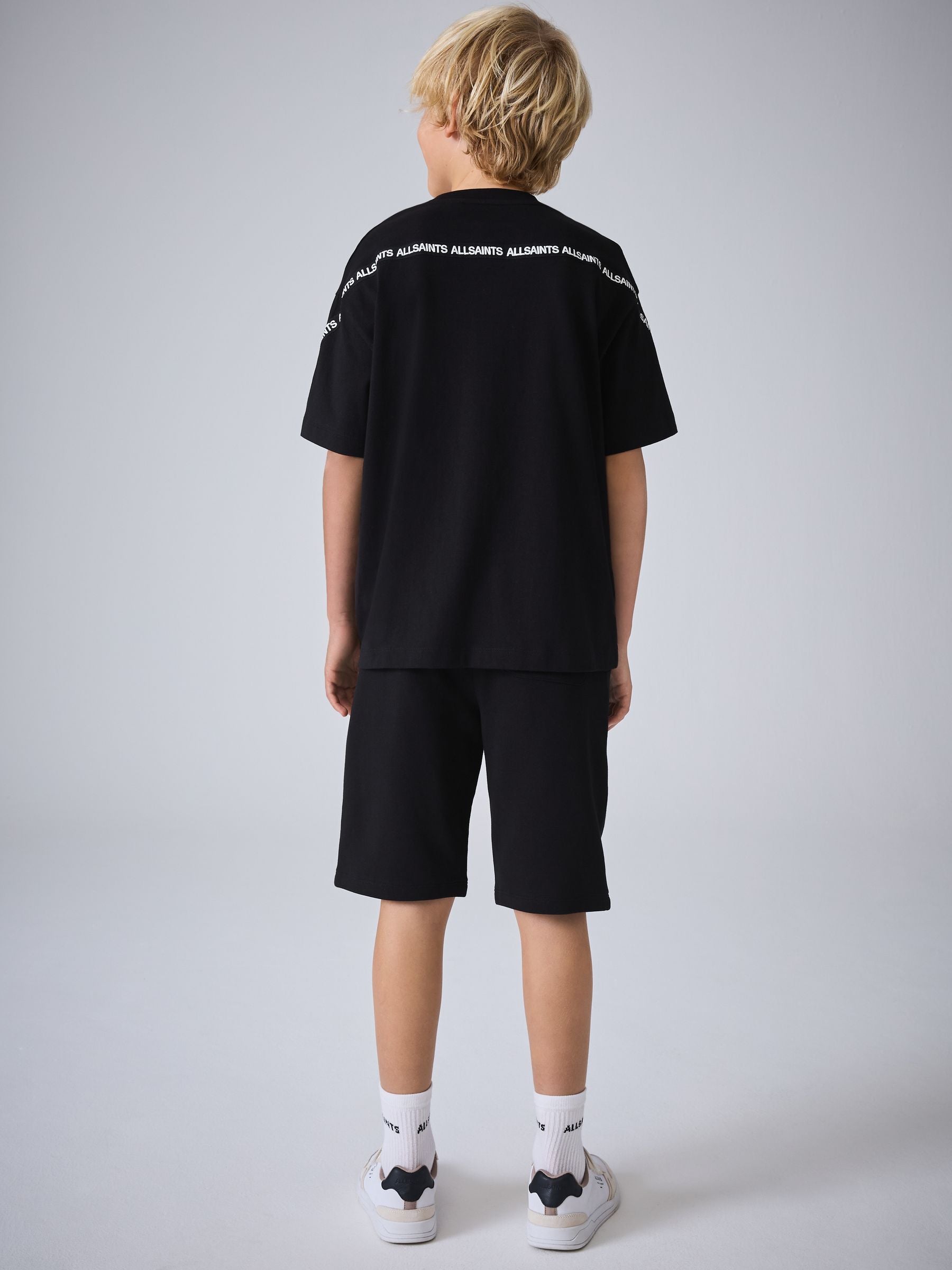 Dsiney Kidz - smALLSAINTS Black Logo Tape T-Shirt and Sweat Shorts Set image 3