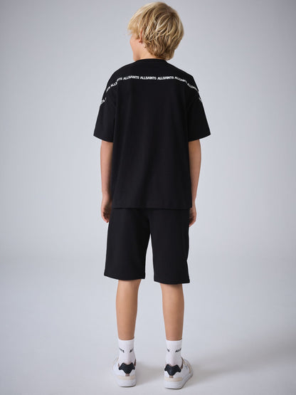 Dsiney Kidz - smALLSAINTS Black Logo Tape T-Shirt and Sweat Shorts Set image 3
