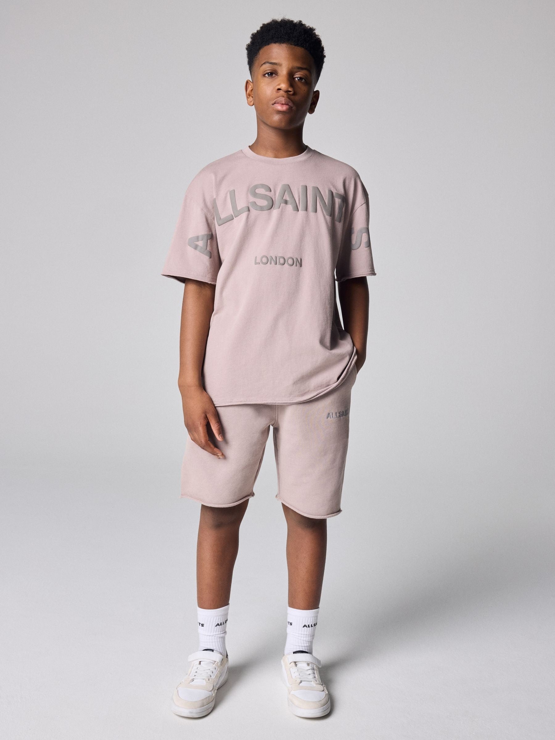 Dsiney Kidz - smALLSAINTS Washed Pink Biggy Oversized T-Shirt and Sweat Shorts Set image 1