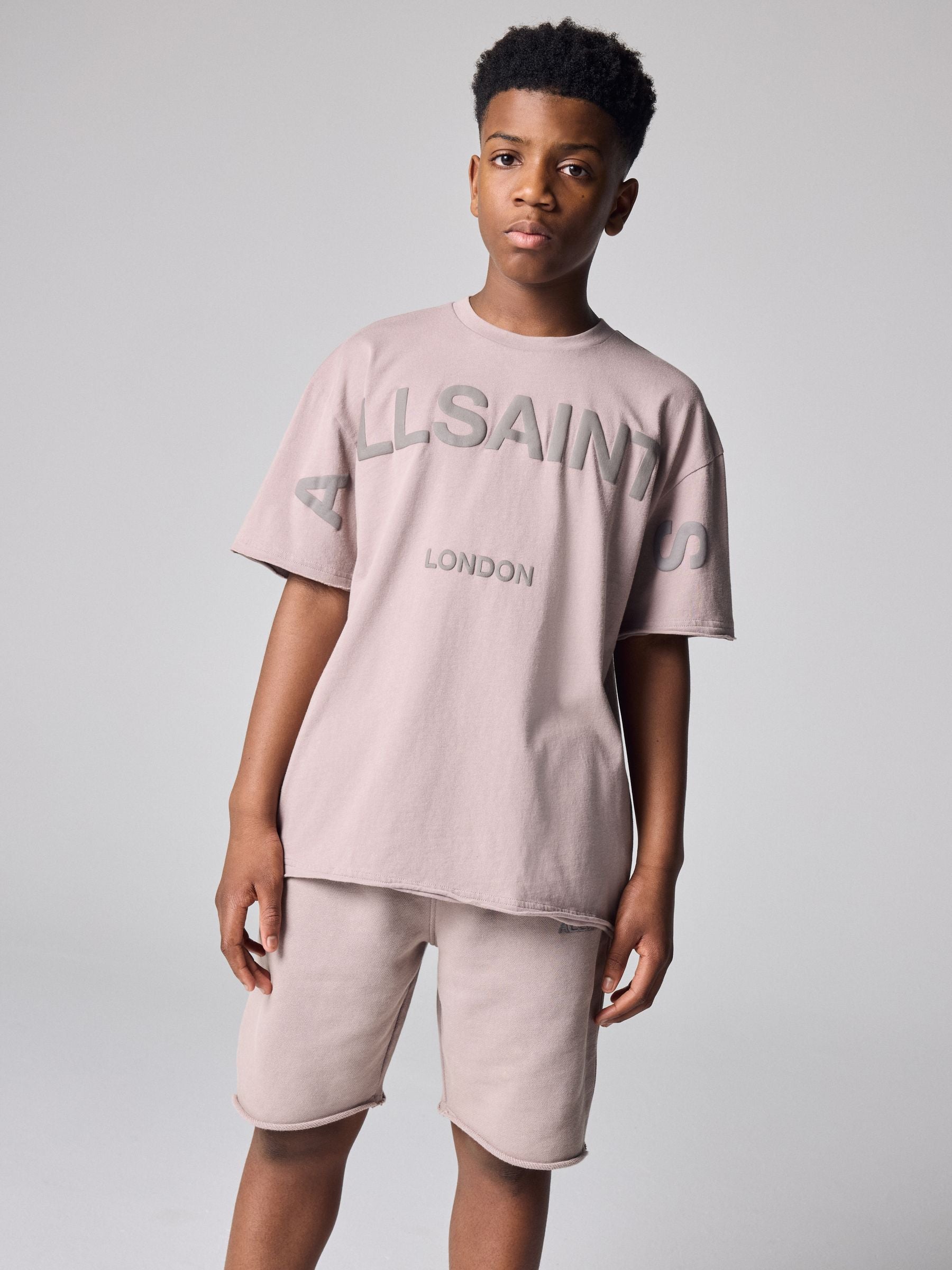 Dsiney Kidz - smALLSAINTS Washed Pink Biggy Oversized T-Shirt and Sweat Shorts Set image 2