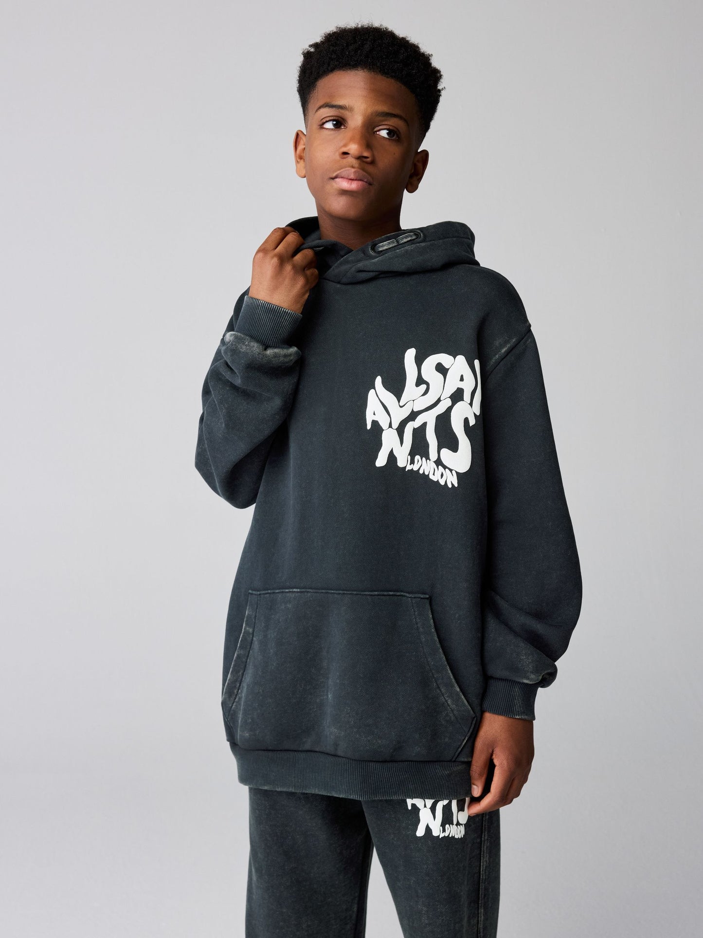 Dsiney Kidz - smALLSAINTS Washed Black Oversized Orlando Pullover Hoodie image 1