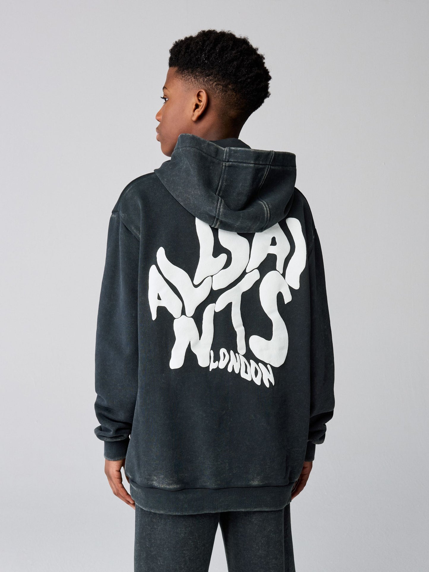 Dsiney Kidz - smALLSAINTS Washed Black Oversized Orlando Pullover Hoodie image 2