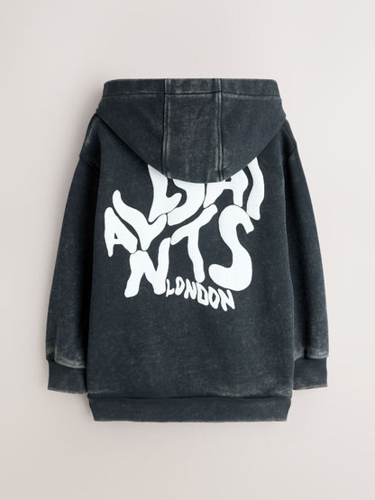 Dsiney Kidz - smALLSAINTS Washed Black Oversized Orlando Pullover Hoodie image 6