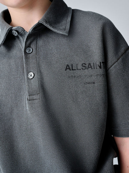 Dsiney Kidz - smALLSAINTS Washed Black Underground Waffle Polo Shirt and Short Set image 6
