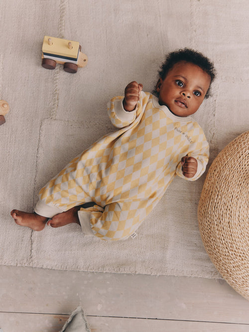 Yellow Harlequin Baby Sweat Romper (0mths-3yrs) image 1