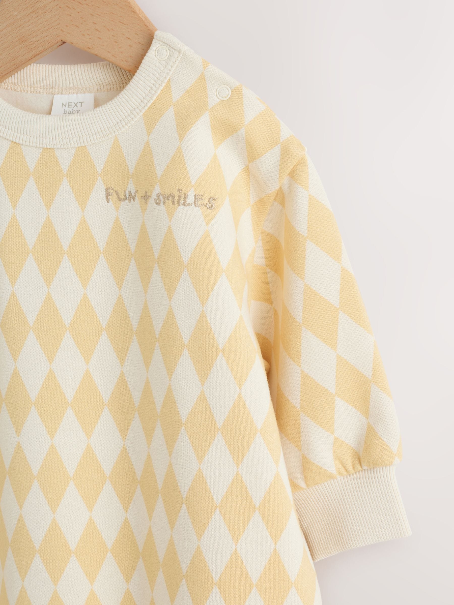 Yellow Harlequin Baby Sweat Romper (0mths-3yrs) image 8