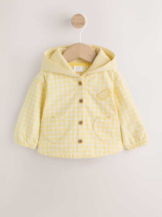Yellow Gingham Lemon Embroidered Baby Hooded Jacket (0mths-2yrs) - image 1