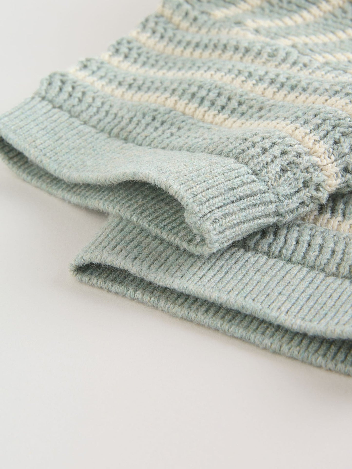 Sage Green Stripe Knitted Top and Shorts Baby Set (0mths-2yrs) image 4
