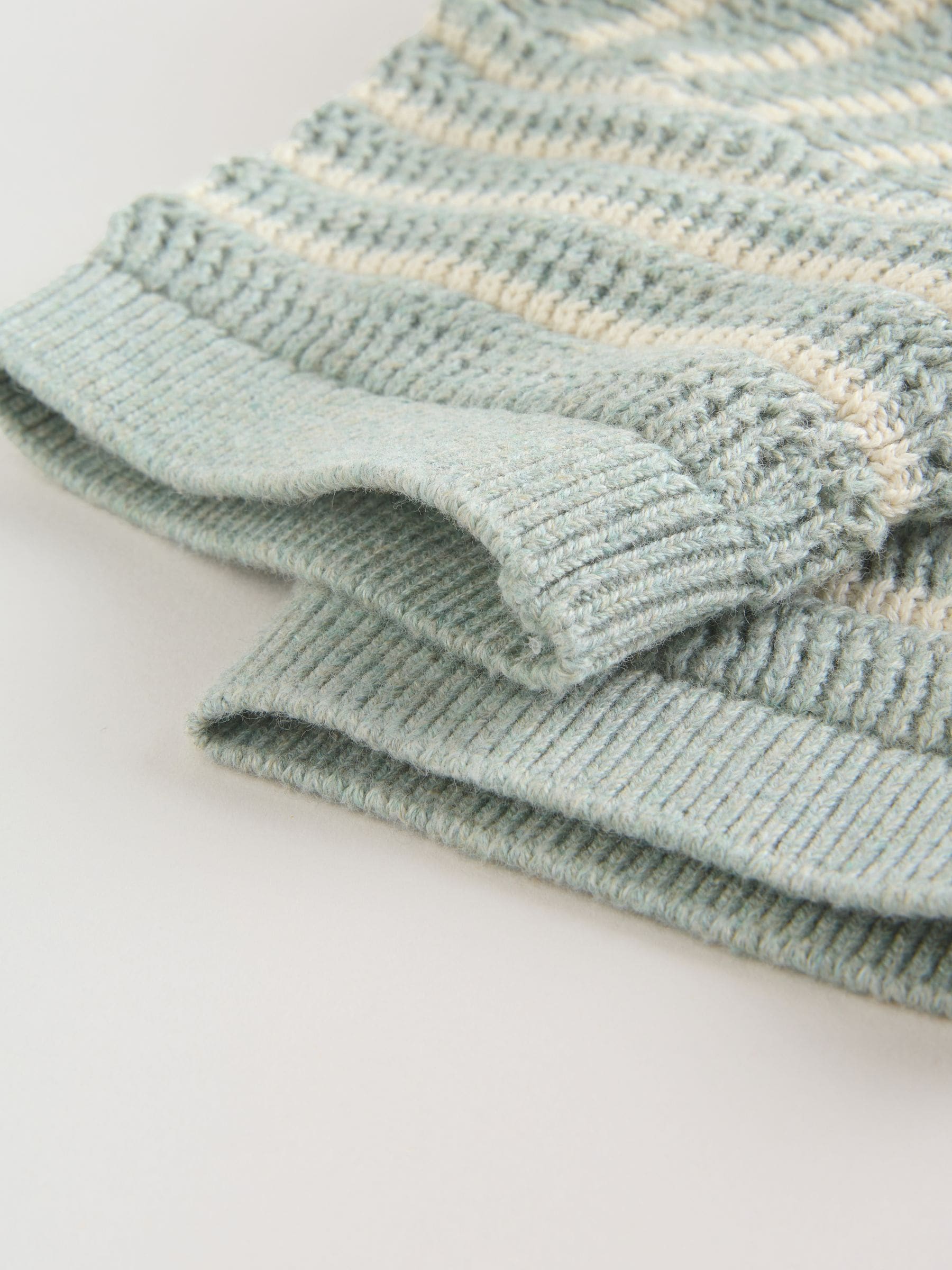 Sage Green Stripe Knitted Top and Shorts Baby Set (0mths-2yrs) image 4