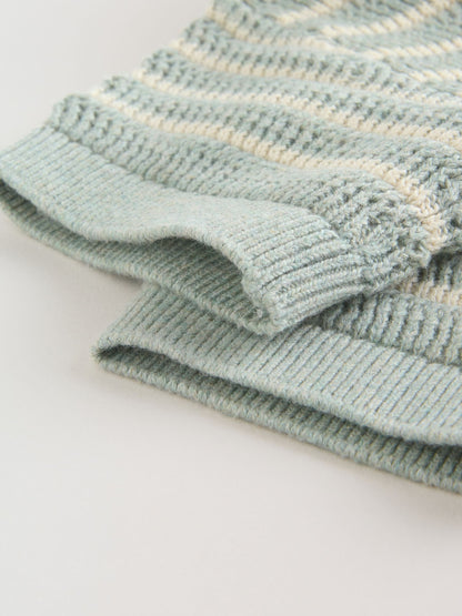 Sage Green Stripe Knitted Top and Shorts Baby Set (0mths-2yrs) image 4
