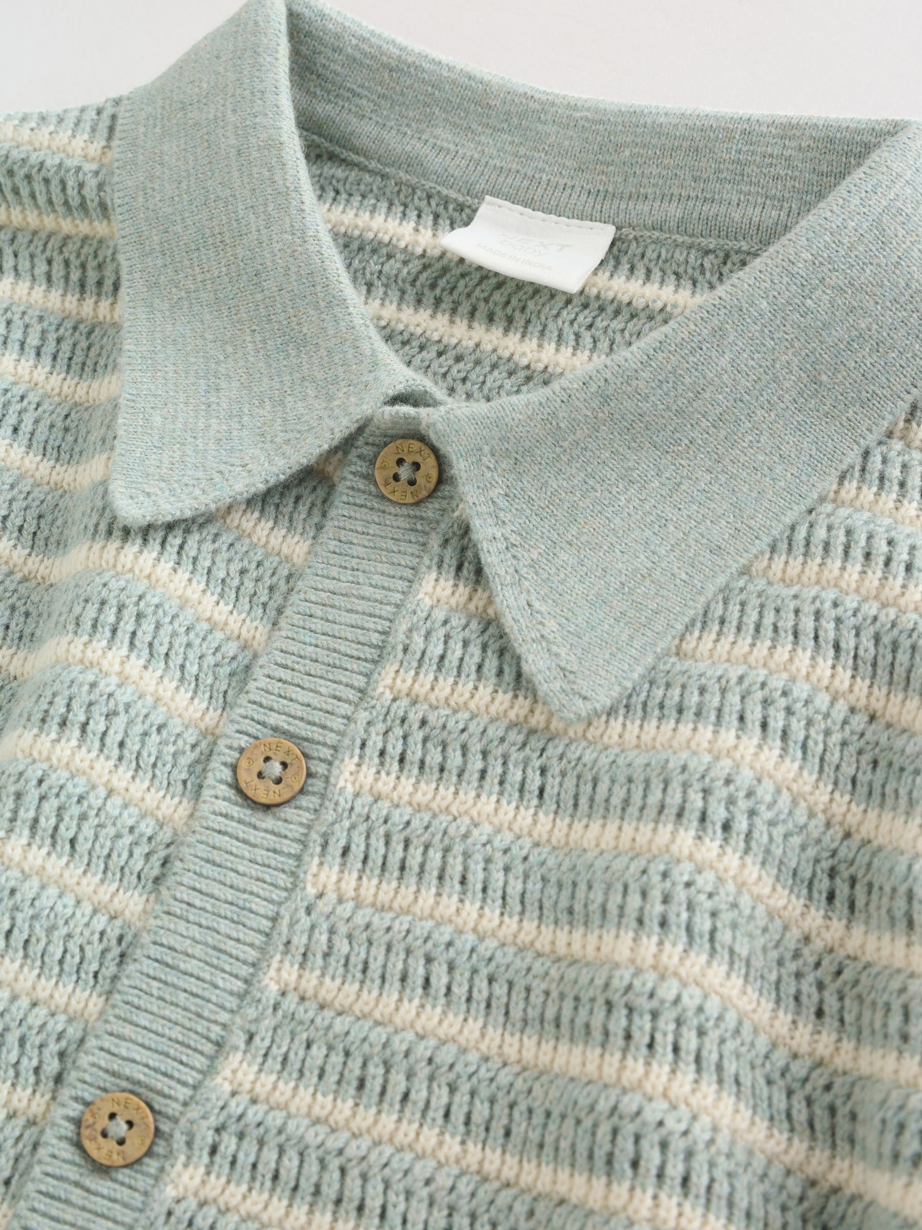 Sage Green Stripe Knitted Top and Shorts Baby Set (0mths-2yrs) image 7