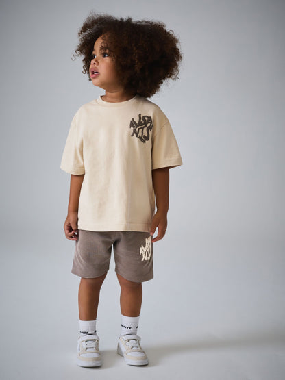 smALLSAINTS Neutral/Waffle Orlando T-Shirt and Shorts Younger Set image 1