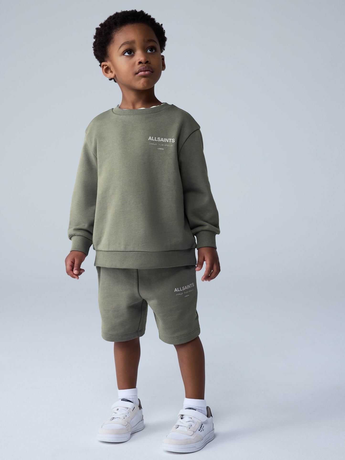 smALLSAINTS Khaki Green Underground Oversized Younger Sweatshirt and Shorts Set image 1