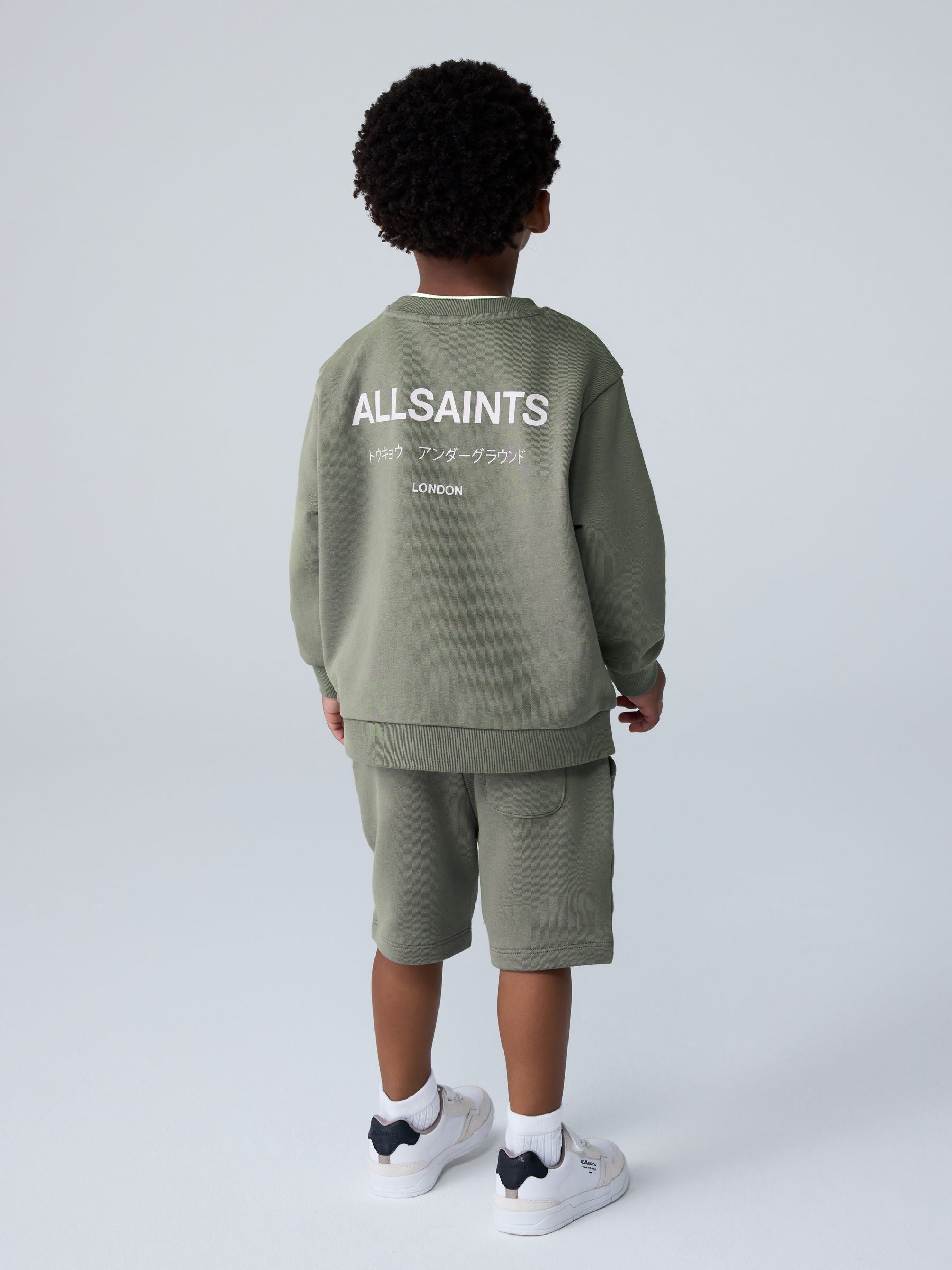 smALLSAINTS Khaki Green Underground Oversized Younger Sweatshirt and Shorts Set image 2