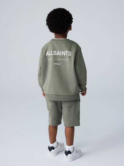 smALLSAINTS Khaki Green Underground Oversized Younger Sweatshirt and Shorts Set image 2