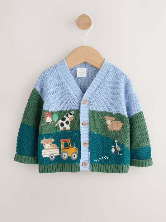 Blue/Green Baby Embroidered Cardigan (0mths-2yrs) - image 1