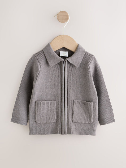 Charcoal Grey Zip front knitted Shacket (0mths-2yrs) - image 1